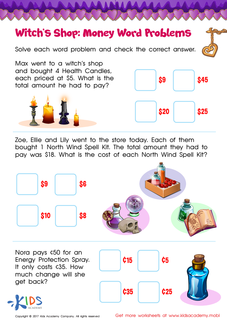 Money Word Problems Printable: Free Worksheet for Kids - Answers ...