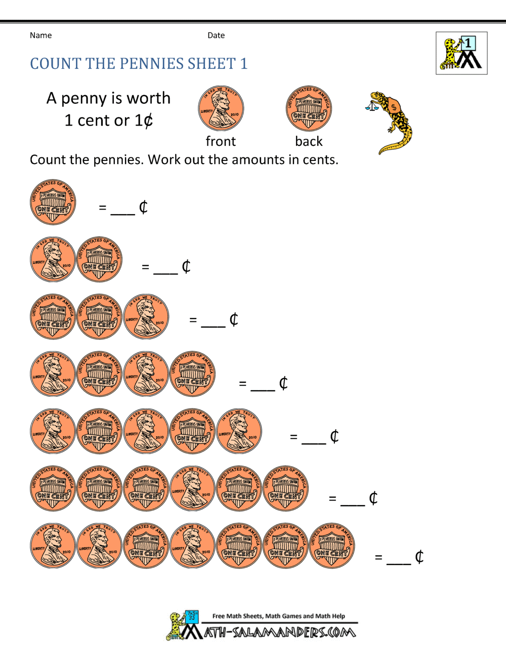 printable money worksheet free