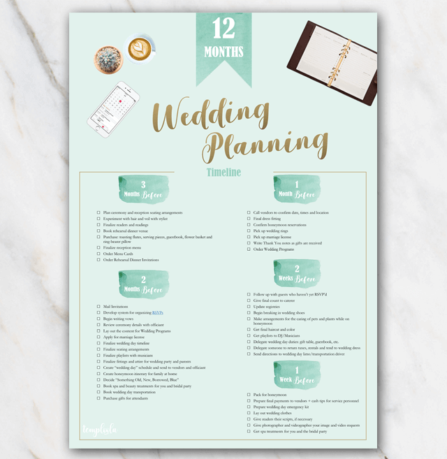 printable month to month wedding planner