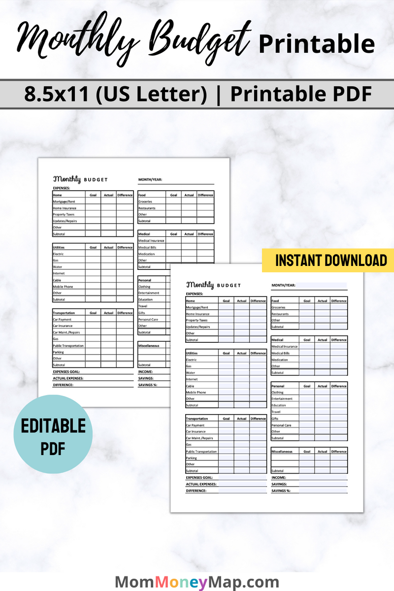Monthly Budget Printable PDF - Printable Monthly Budget Worksheet 26 