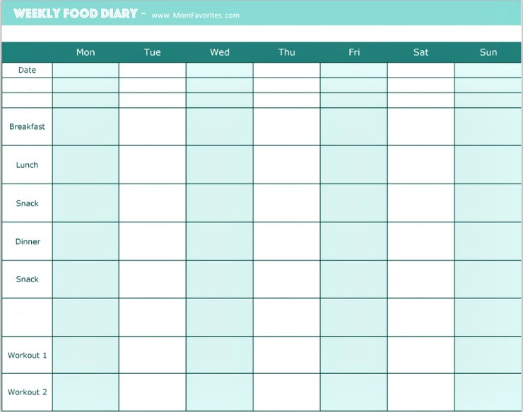 printable monthly food journal