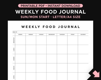 printable monthly food journal