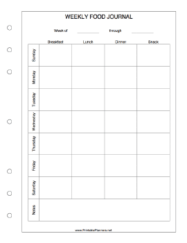 printable monthly food journal