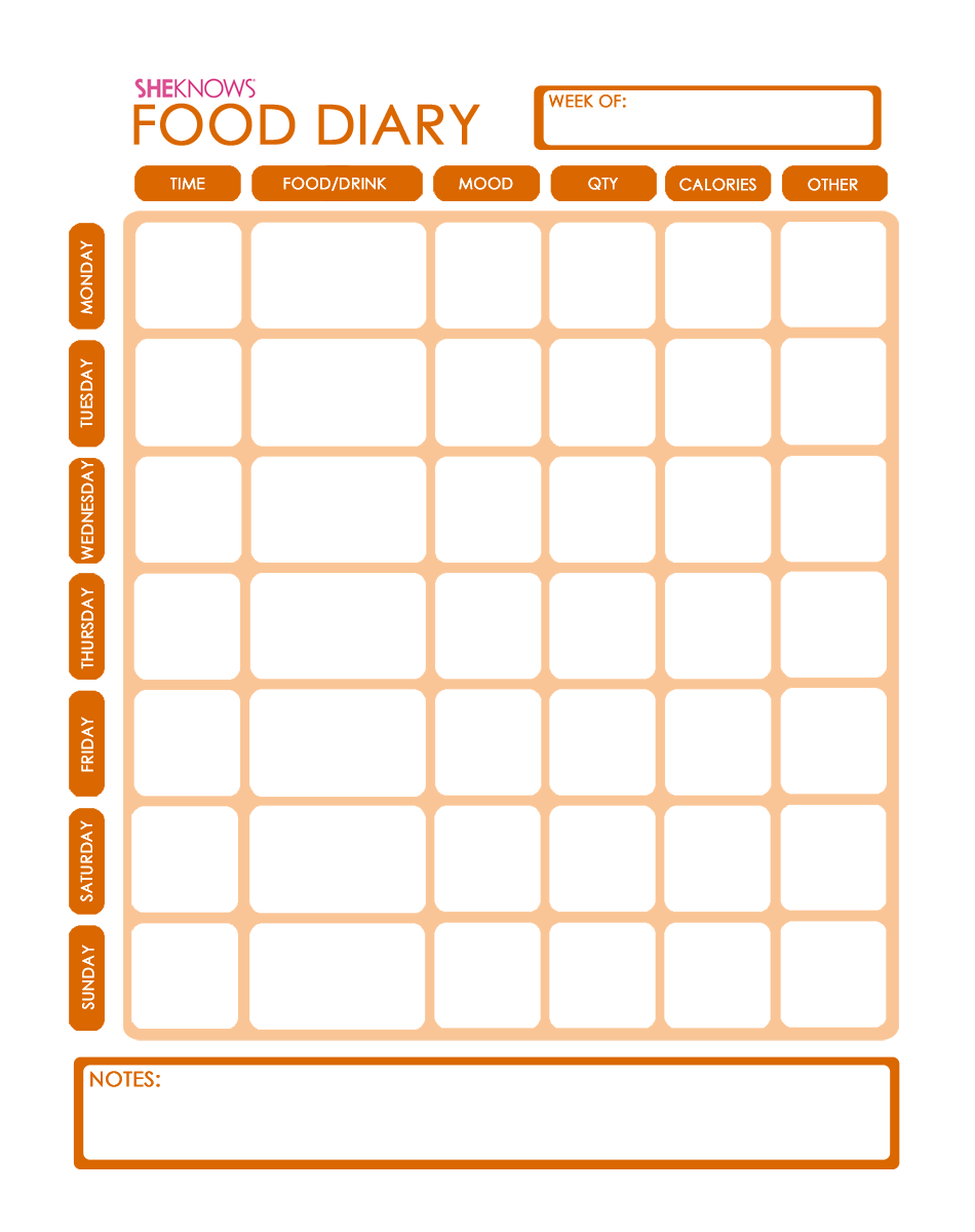 printable monthly food journal