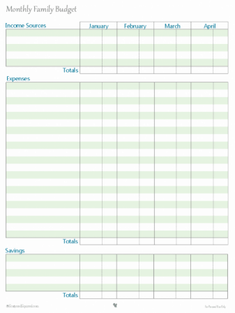 printable monthly household budget worksheet