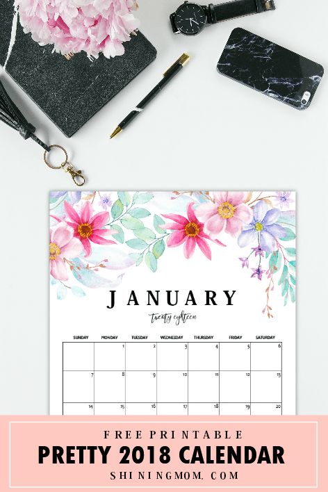 printable monthly planner january 2018