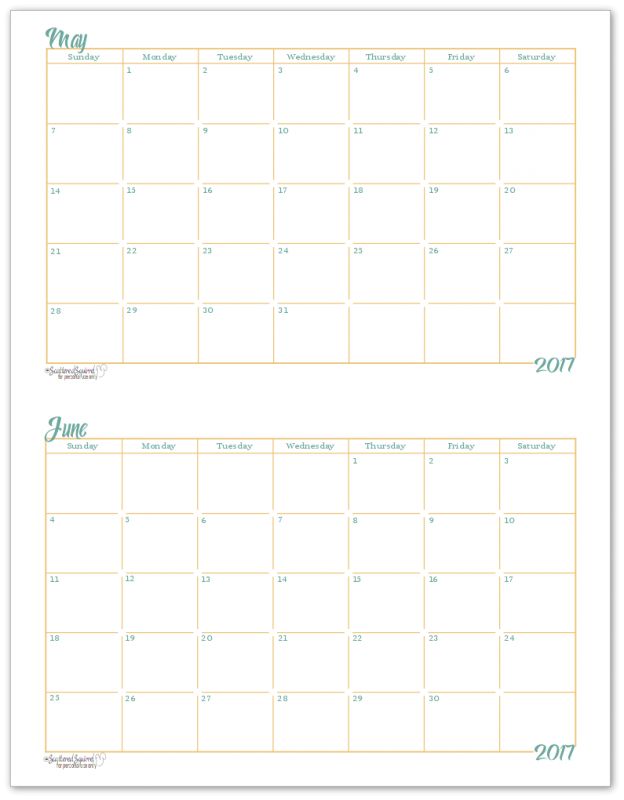 printable monthly planner june 2017
