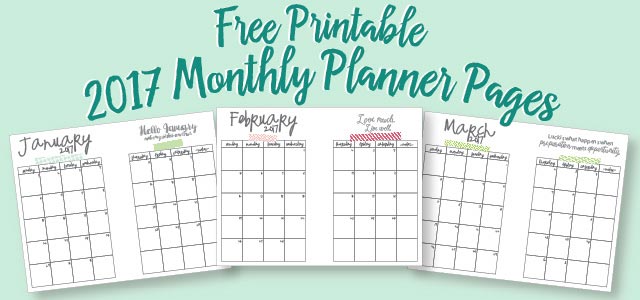 2017 Half-Size Monthly Calendar Printables