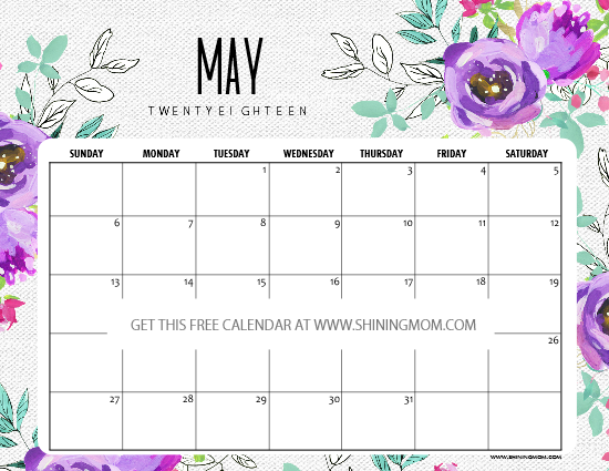 printable monthly planner may 2018