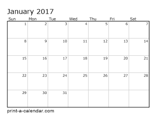 2017 Printable Monthly Calendar