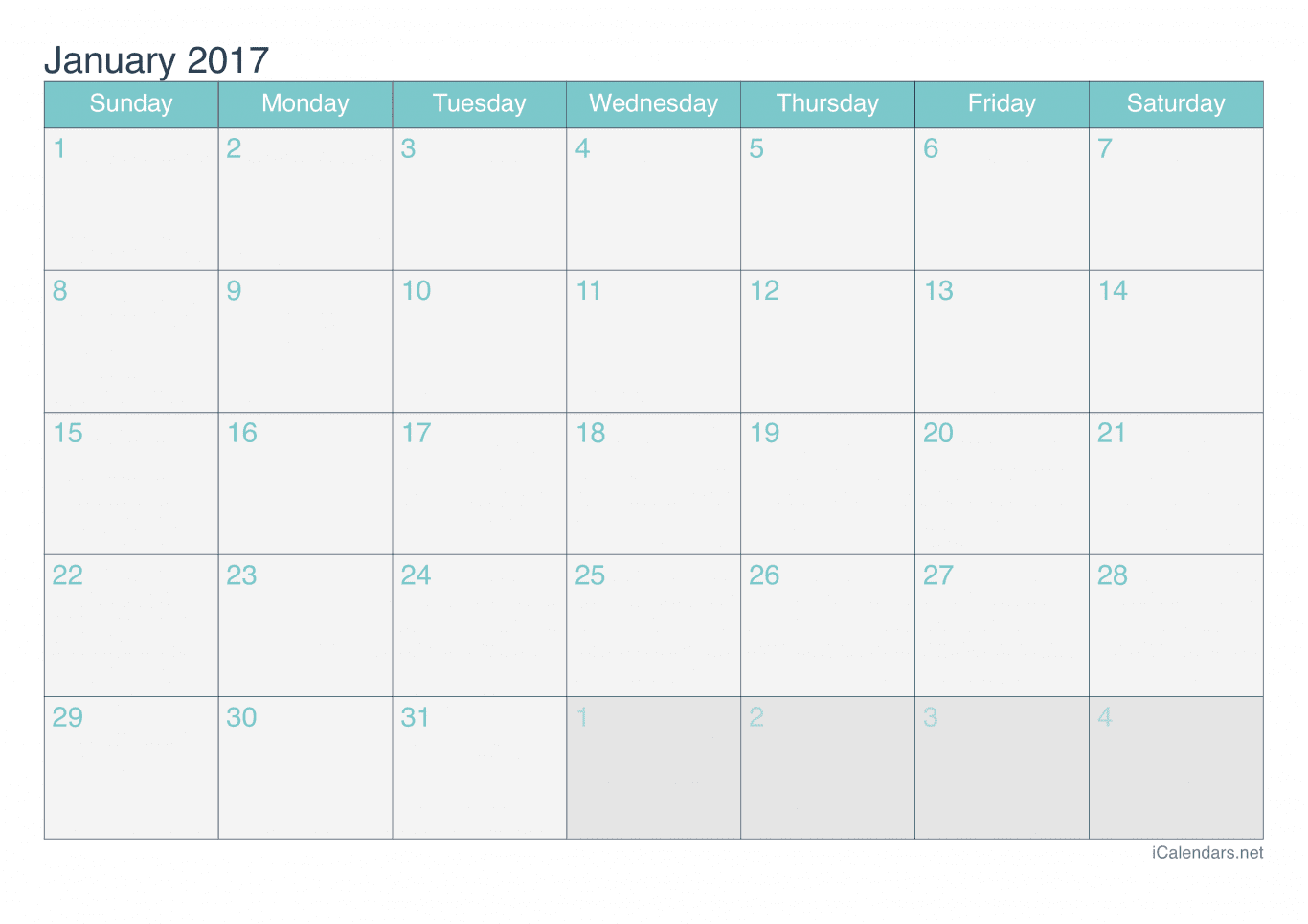 2017 Printable Calendar - PDF or Excel