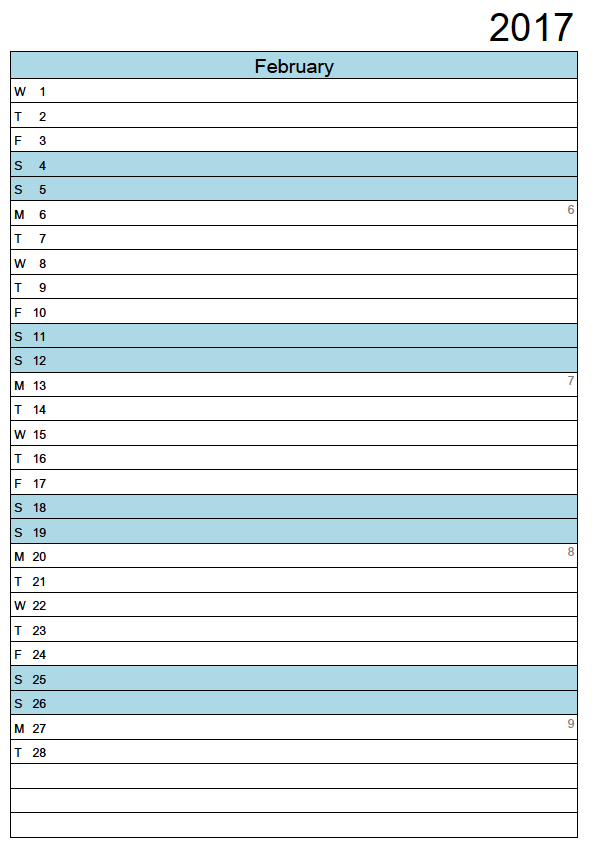 printable monthly schedule 2017