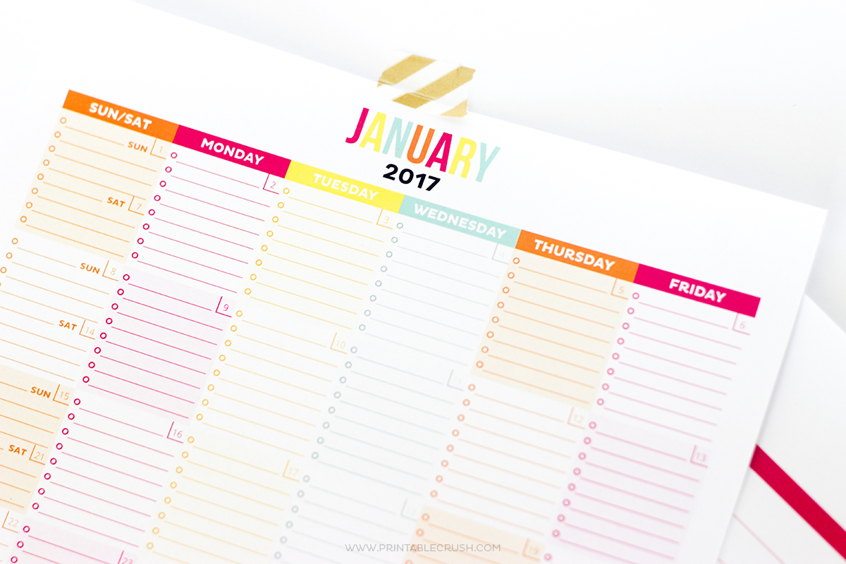 2017 Simple Printable Calendar and Goal Planner - Printable Crush