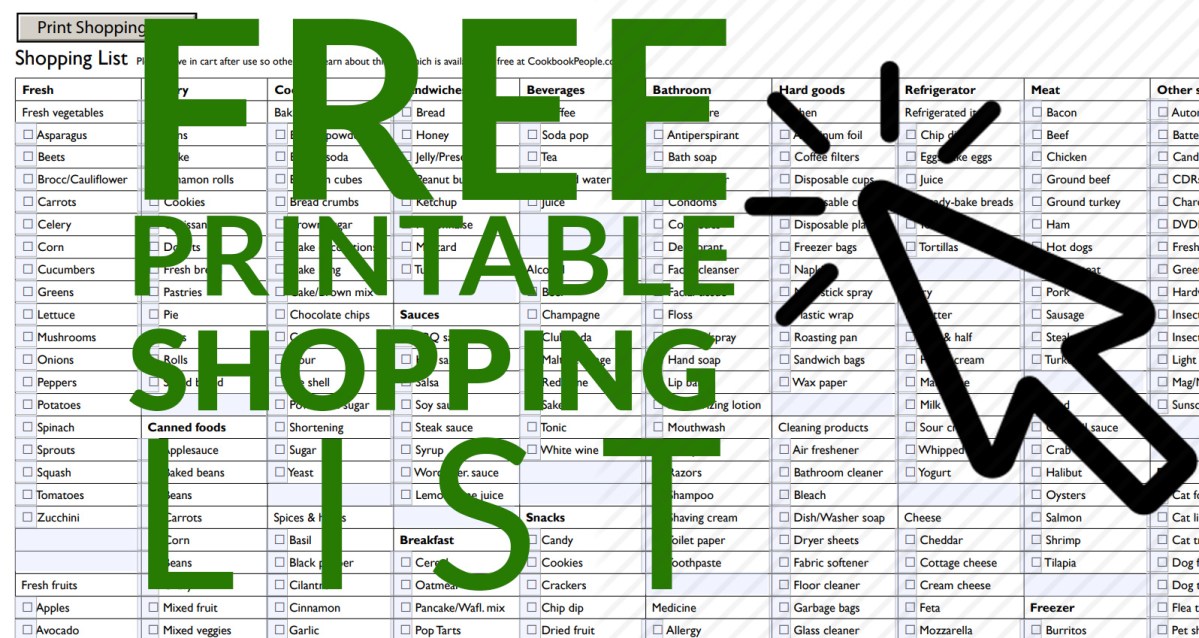 Free Grocery Shopping List - Printable template