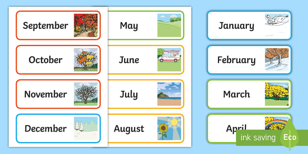 printable months of year cards