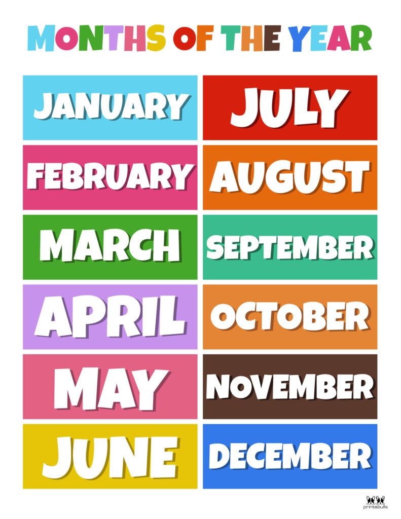 Months of the Year Worksheets &  Printables | Printabulls