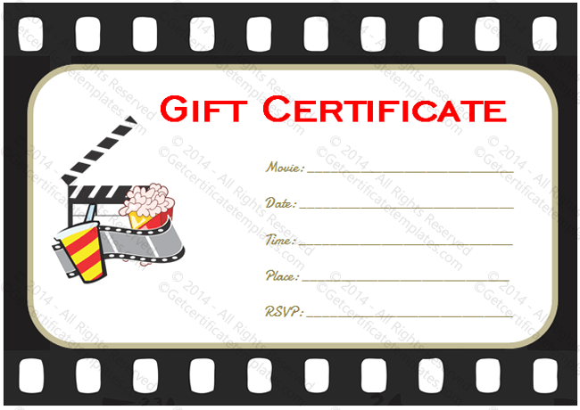 Holiday Gift Certificate Template (Movie Tickets, #5531) - Doc Formats
