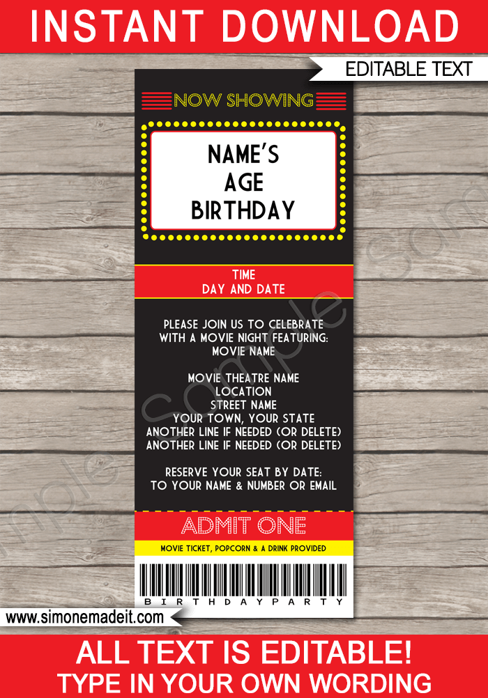 printable movie invitation templates