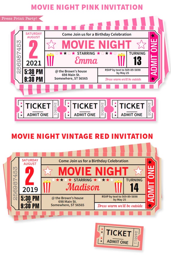 printable movie night tickets