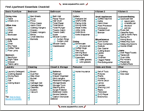 printable moving checklist apartment