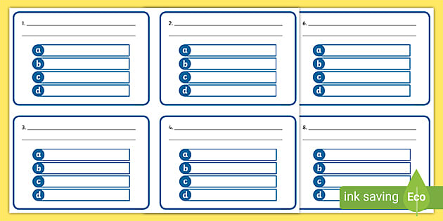 Blank Multiple Choice Cards (teacher made) - Twinkl
