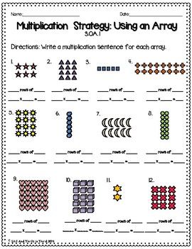 Multiplication: Using Arrays Worksheets