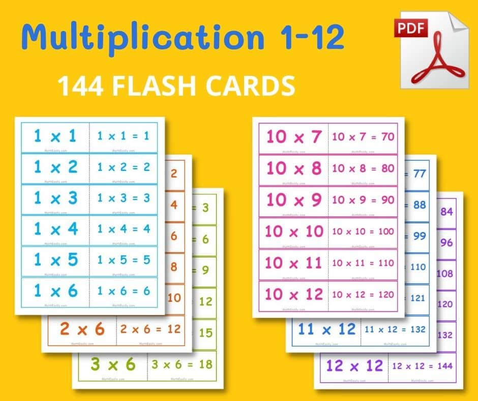 Multiplication Flash Cards Online 0-12 + Printables