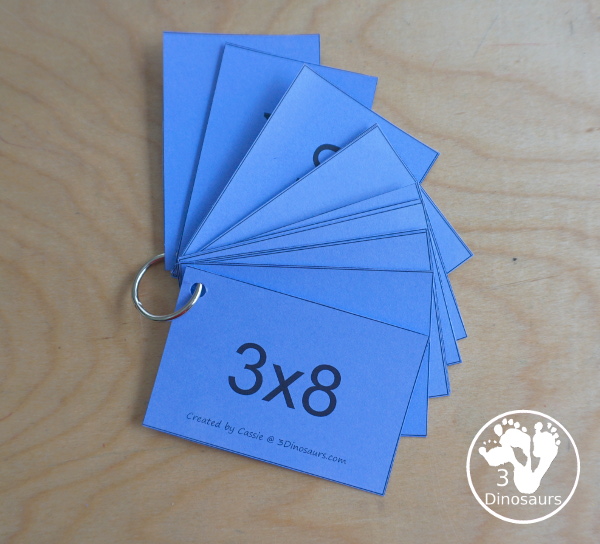 Free Printable Multiplication Flashcards - 3 Dinosaurs