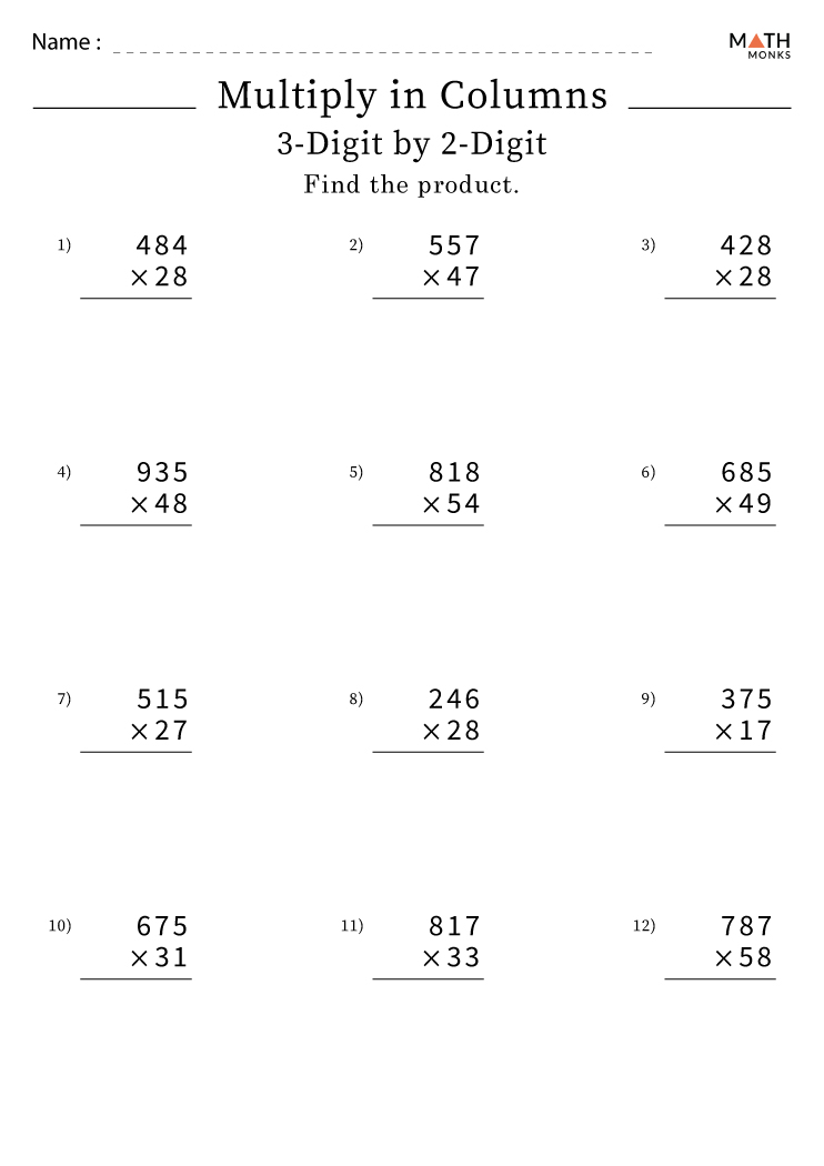 5th Grade Multiplication Worksheets with Answer Key