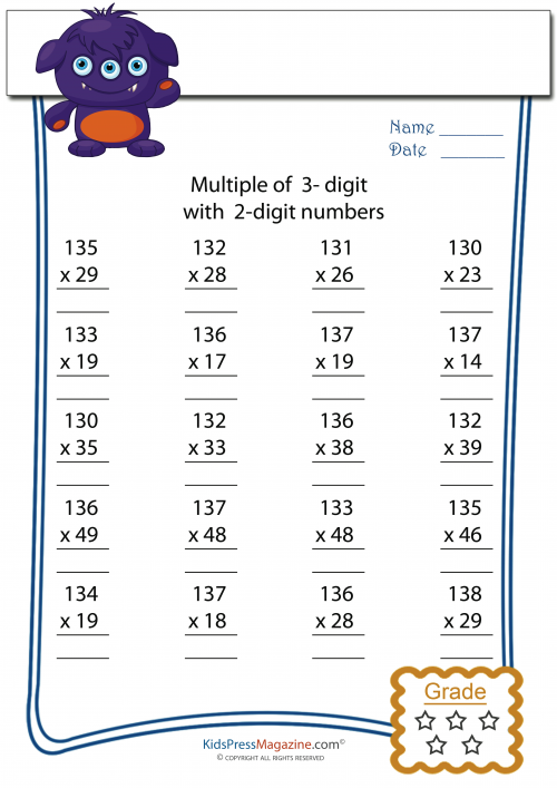 printable multiplication sheets grade 3