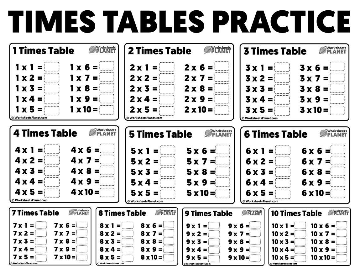 Times Tables Practice Worksheets | Ready To Print