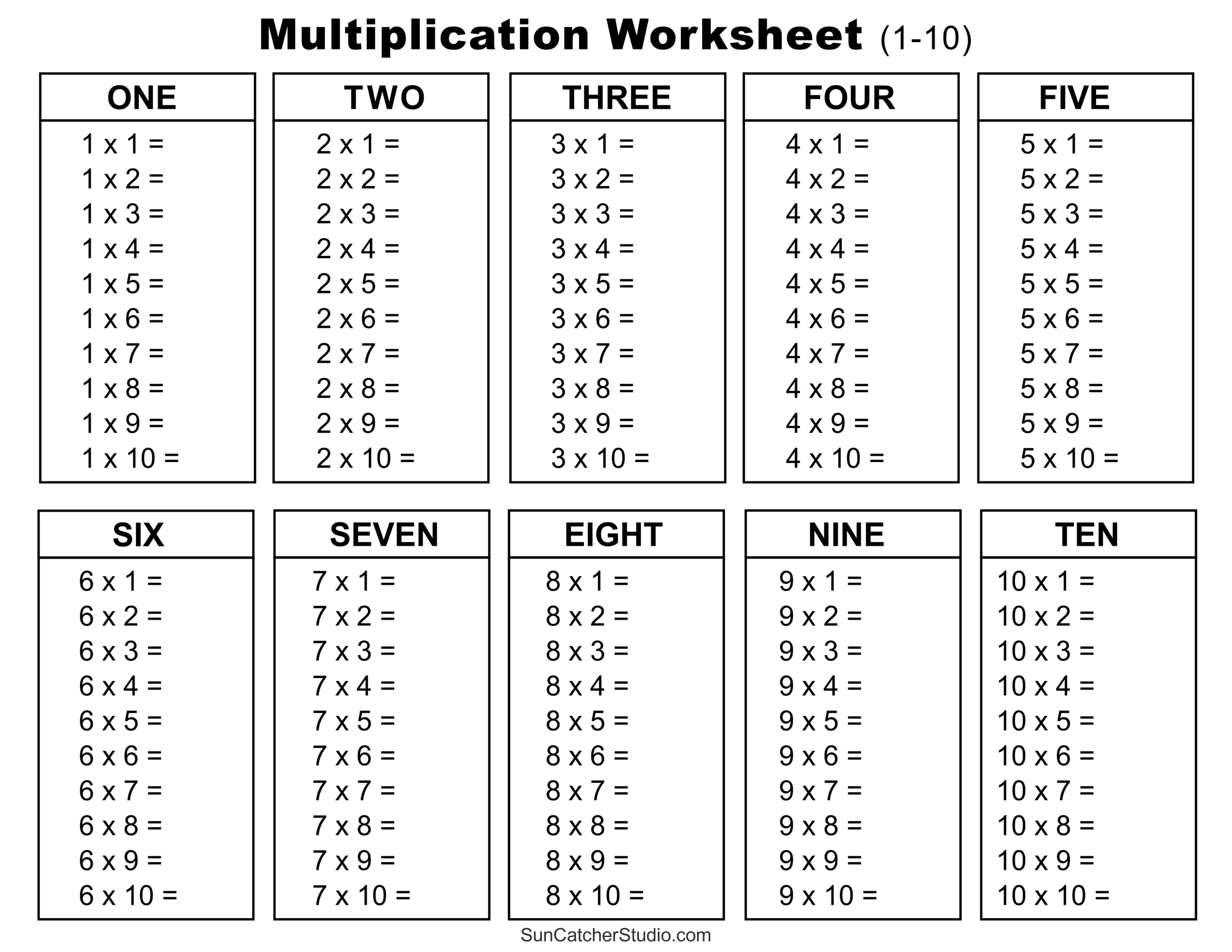 Multiplication Charts (PDF): Free Printable Times Tables - DIY ...