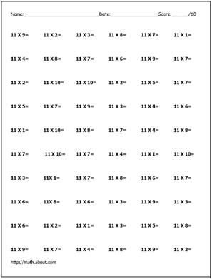 Free Times Tables Worksheets