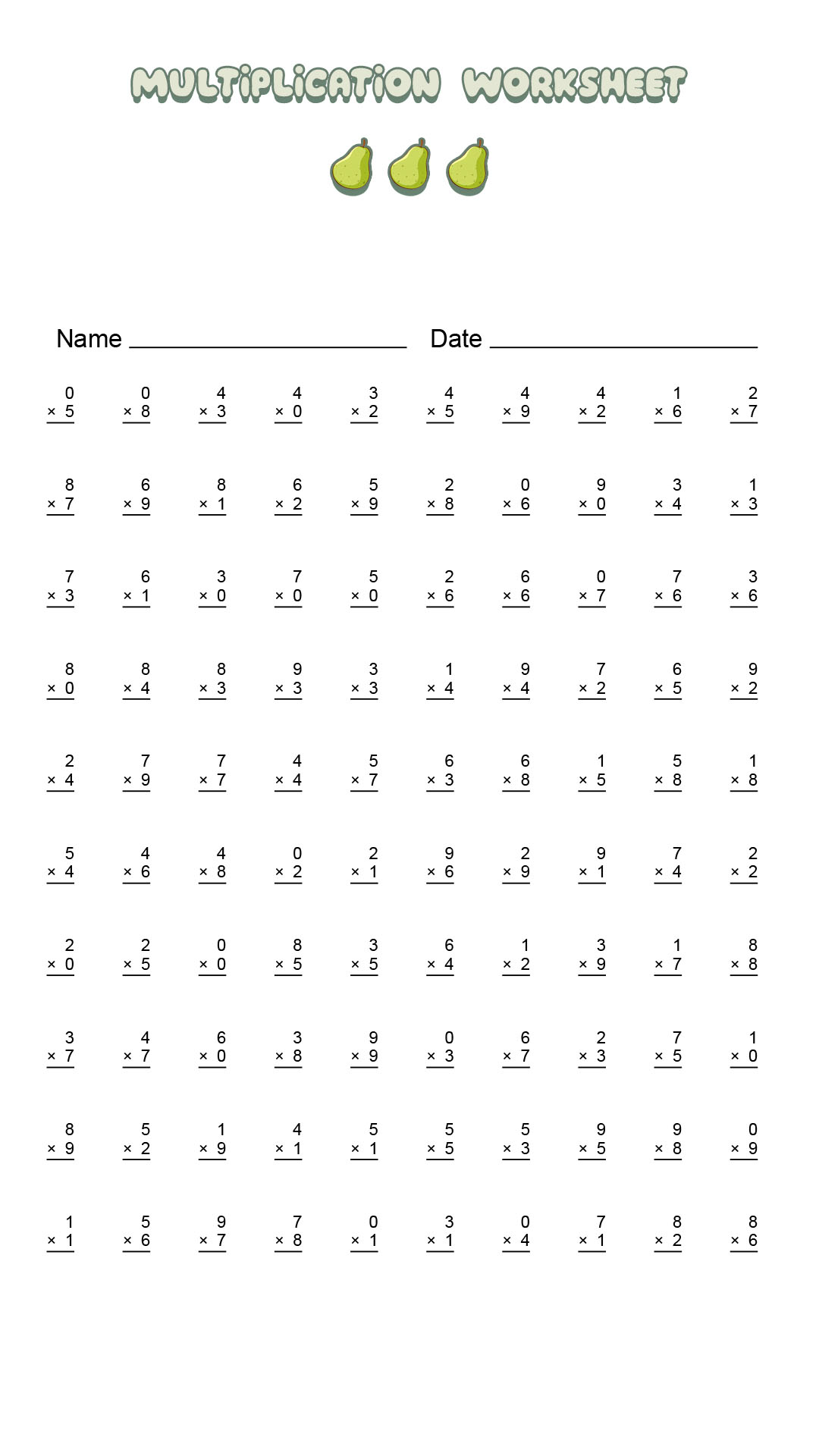 19 Timed Multiplication Worksheets - Free PDF at worksheeto.com
