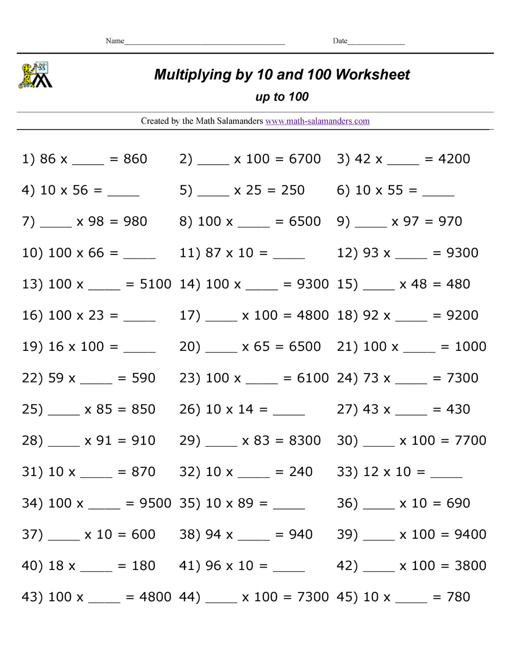 printable multiplication worksheet 1 10