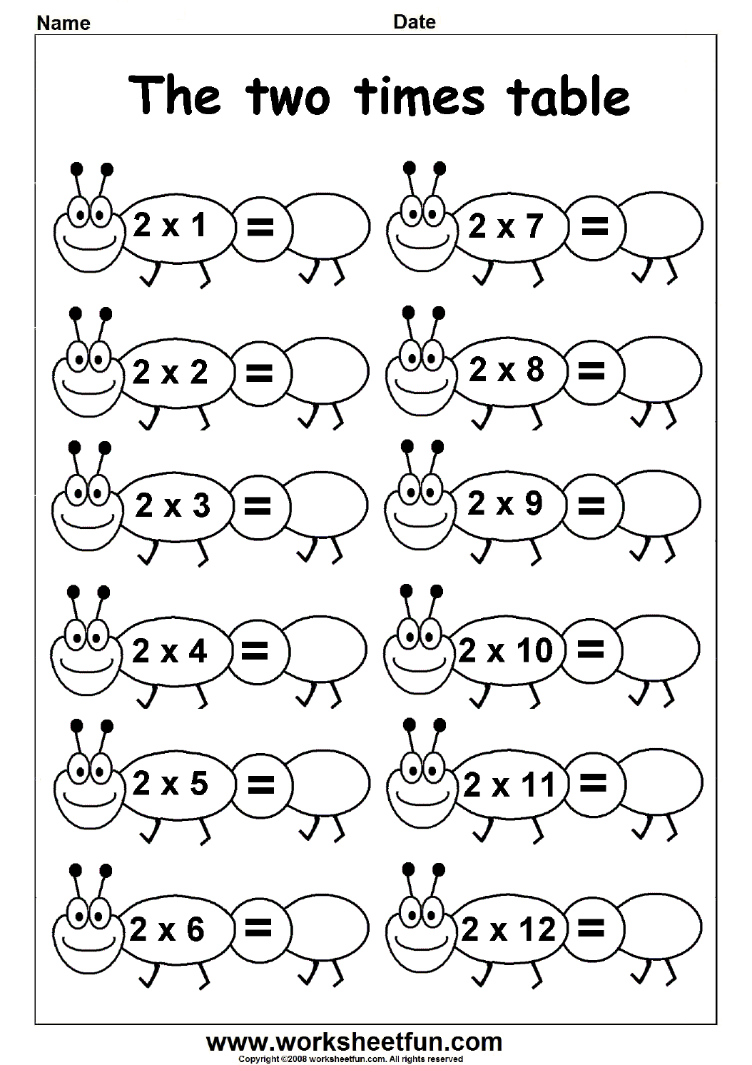 Multiplication Times Tables Worksheets - 2, 3, 4, 5, 6 &  7 Times ...