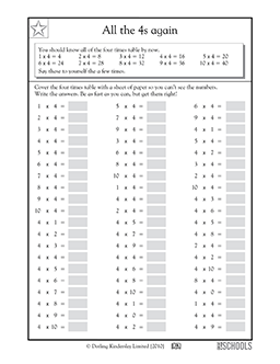 All the 4s again | 3rd grade, 4th grade Math Worksheet | GreatSchools