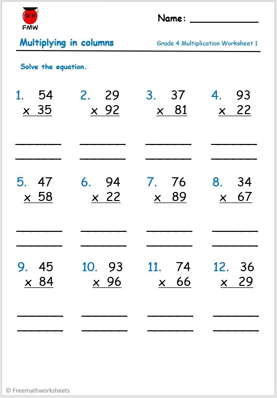 printable multiplication worksheet 4s