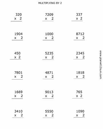 Multiplying by 3, 4, 5, 6 - 2nd, 3rd Gr - planet12sun.com