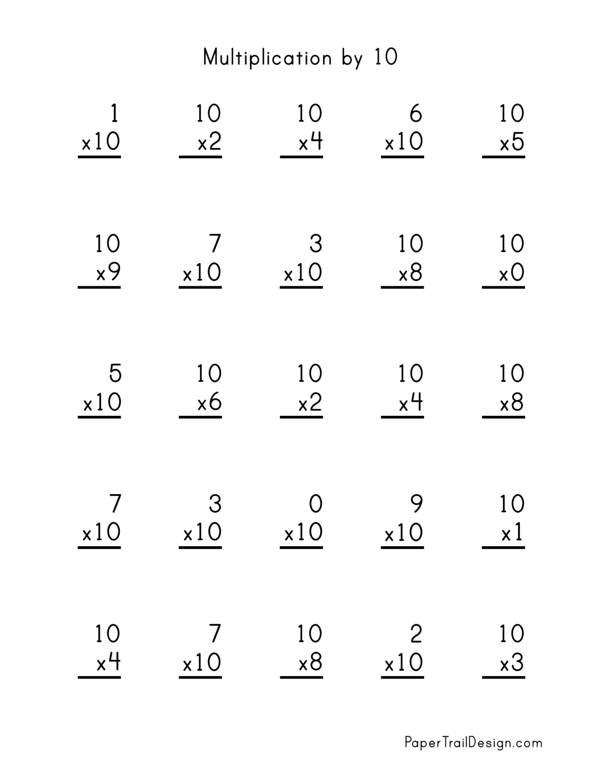 Free Multiplication Worksheets 1-12 - Paper Trail Design