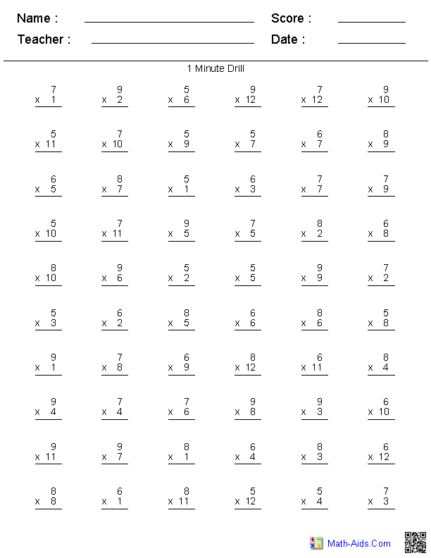 Multiplication Worksheets | Dynamically Created Multiplication ...