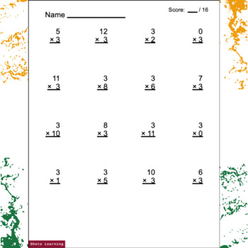 x3 Times Three Multiplication Table Math Worksheets Practice ...