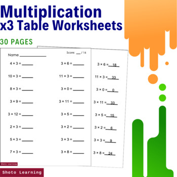 3x Three Times Multiplication Table Math Problems Worksheets ...