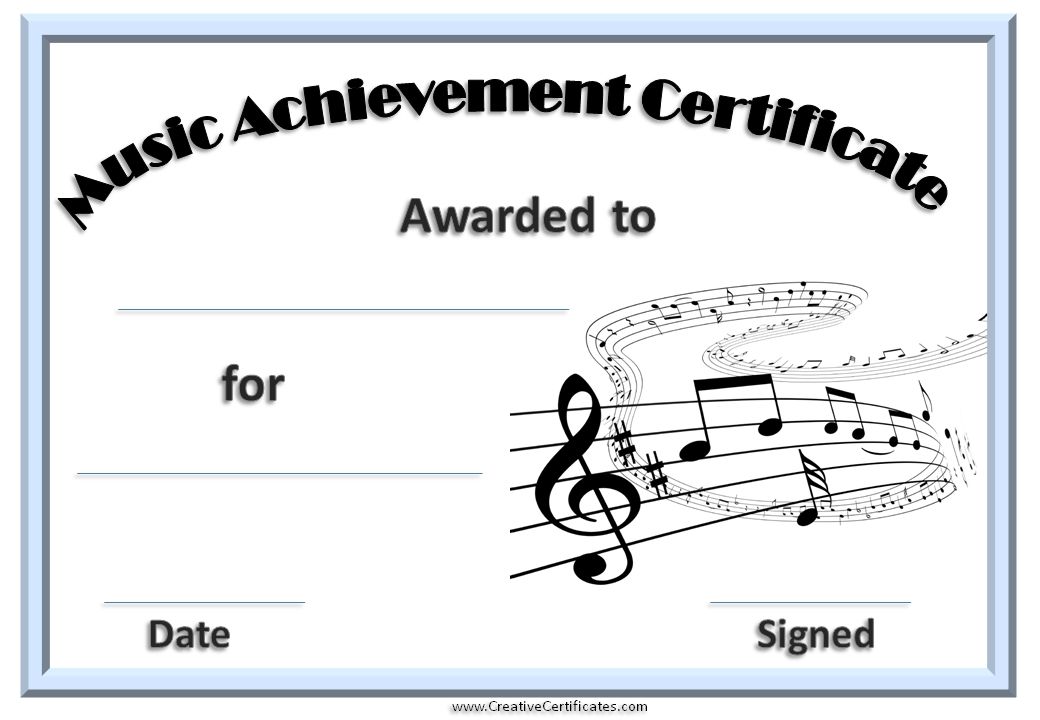printable music award certificate templates