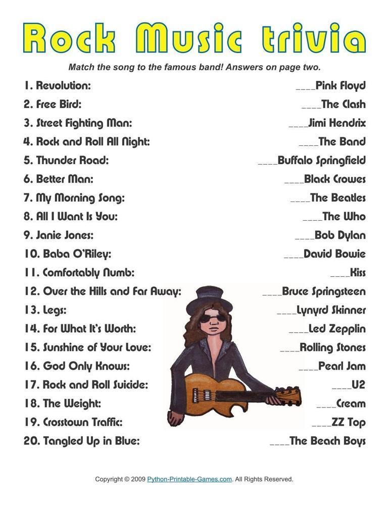 printable music lyrics quizzes