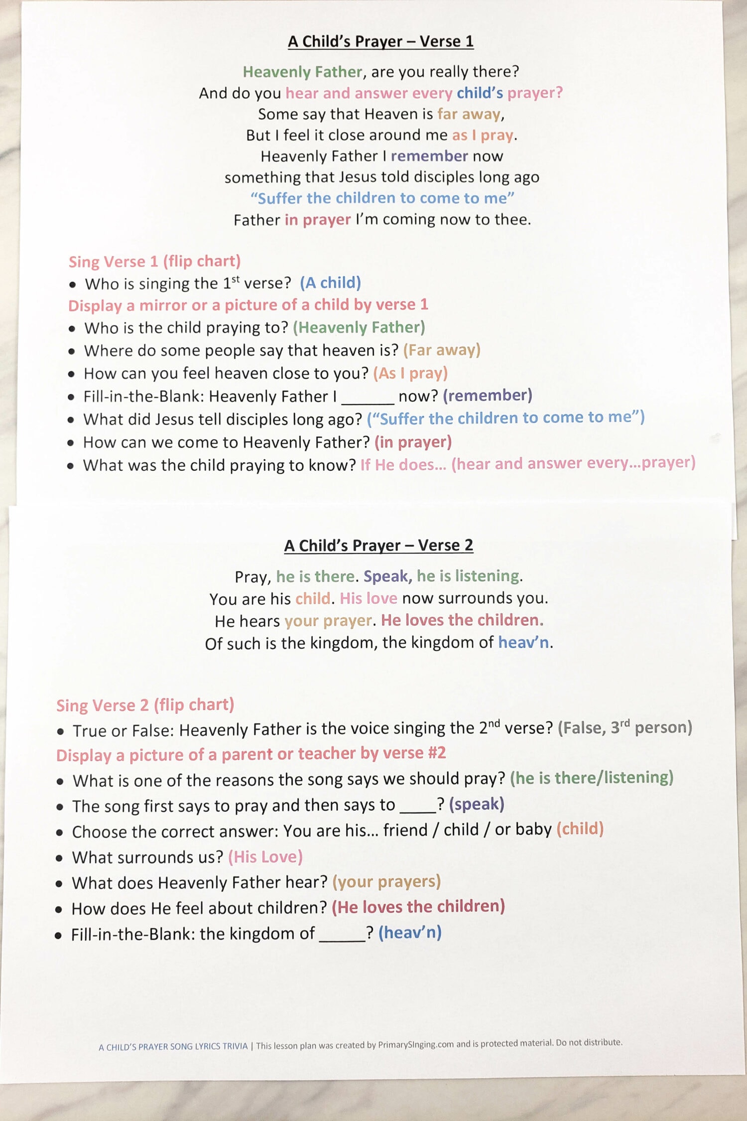 printable music lyrics quizzes