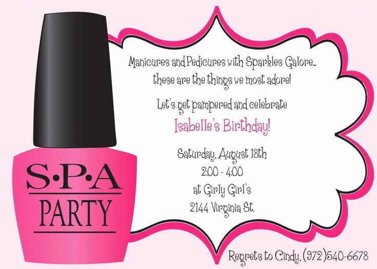 Spa Party Invitation Template Awesome Spa Birthday Party ...