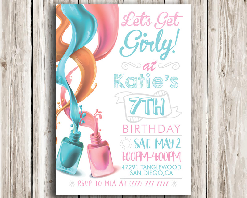 printable nail polish birthday invitations