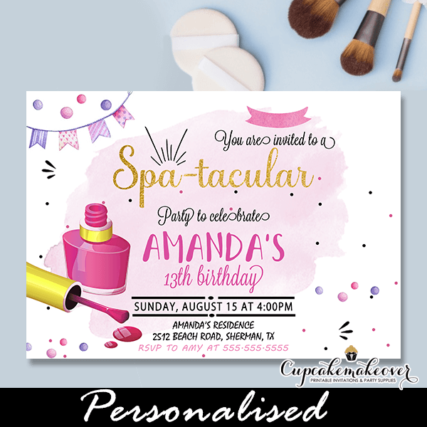 printable nail polish birthday invitations