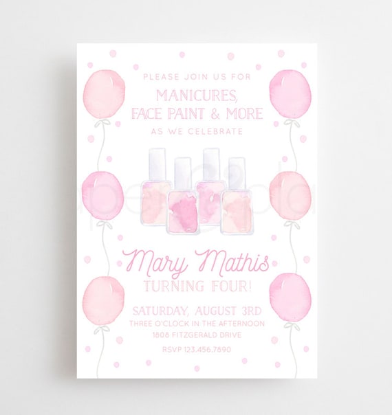 printable nail polish birthday invitations